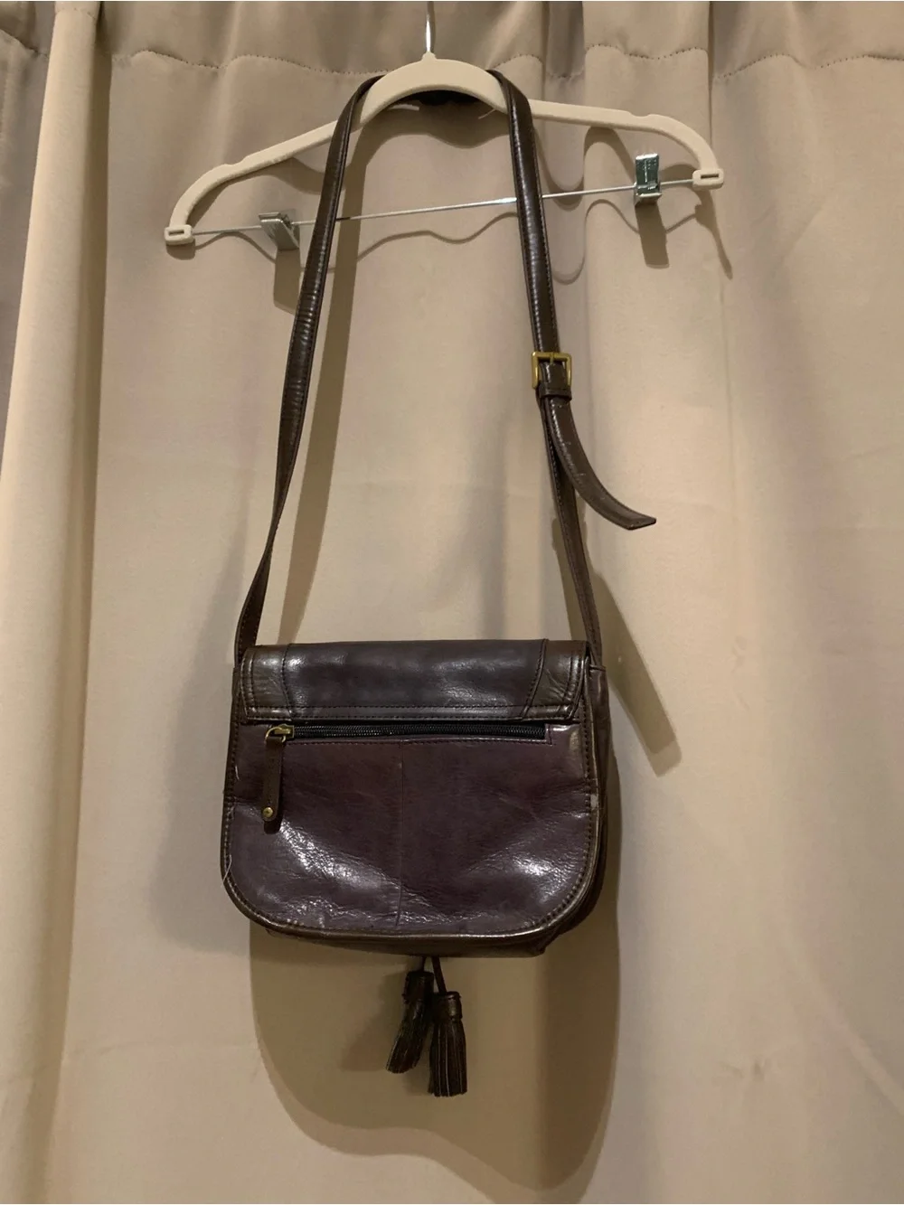 Tignanello Dark Brown Leather Crossbody with Tassel